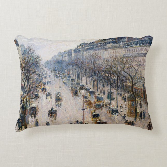 Coussins Décoratifs Pissarro - Boulevard Montmartre, Matin d'hiver (Devant)