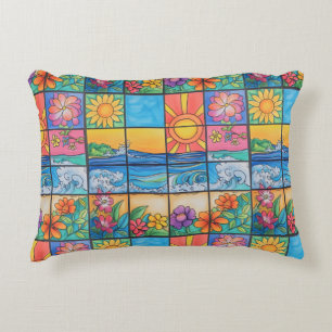 Coussins Décoratifs plage d'été océan et fleurs