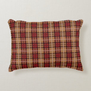 Coussins Décoratifs Plaid de pixel en rouge et or