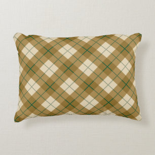 Coussins Décoratifs Plaid polarisé en or avec la rayure verte