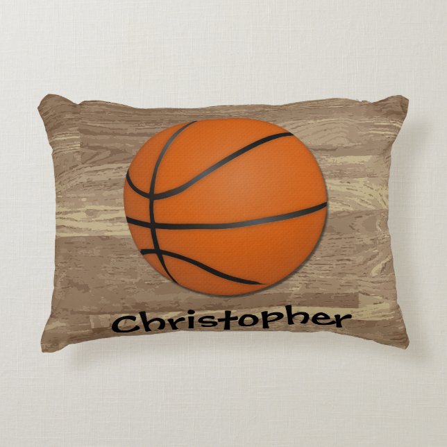 Coussins Décoratifs Plancher en bois de basket-ball personnalisé (Devant)