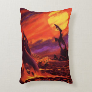 Coussins Décoratifs Planète de volcan de science-fiction vintage avec 