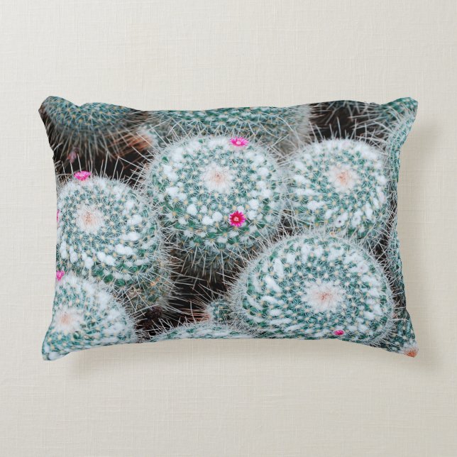 Coussins Décoratifs Plantes de cactus aux minuscules fleurs roses (Devant)