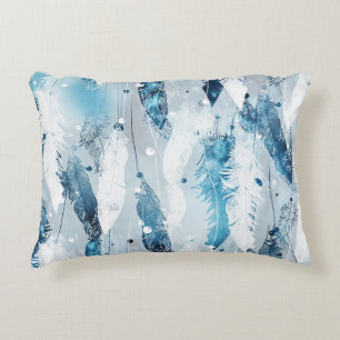 Coussins Décoratifs Plumes tombantes : Aquarelle bleue sans joint