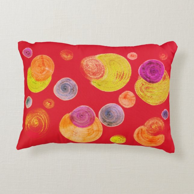 Coussins Décoratifs Points Abstraits amusants Noir/Rouge réversible (Dos)