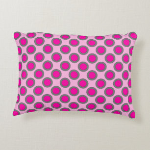 Coussins Décoratifs Points tournés, fuchsia, gris et rose