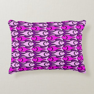 Coussins Décoratifs Poisson moderne du milieu du siècle, rose orchidée