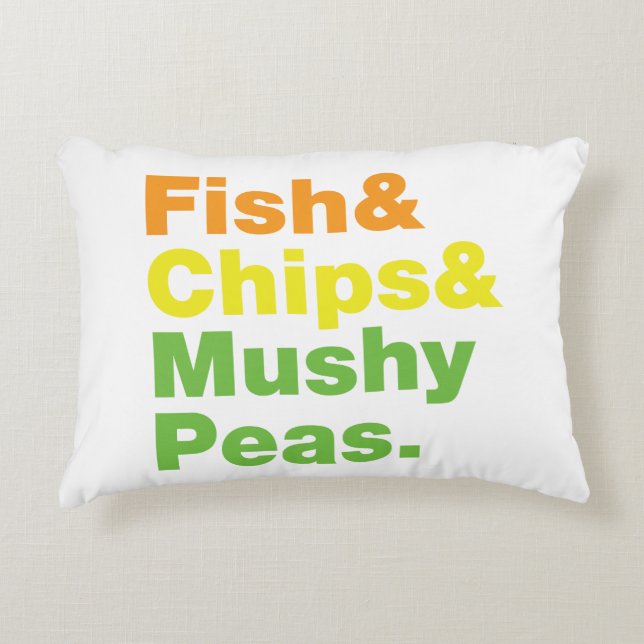 Coussins Décoratifs Poissons & Chips & Pois Musqués. (Devant)