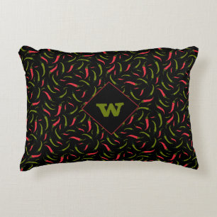 Coussins Décoratifs Poivre rouge et vert Hot Chili Design sur noir
