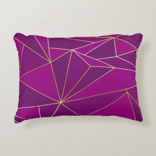 Coussins Décoratifs Polygone violet Art : Gold Line Arrière - plan géo
