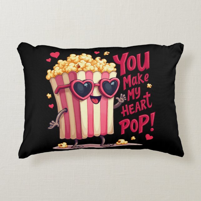 Coussins Décoratifs Popcorn Heart Pop Valentine Design (Devant)