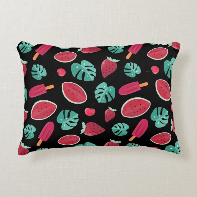 Coussins Décoratifs Popsicle, cerise, fraise et pastèque (Devant)