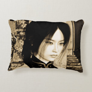 Coussins Décoratifs Portrait d'une femme asiatique vintage