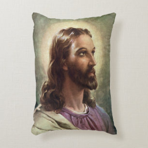 Coussins Décoratifs Portrait religieux vintage de Jésus-Christ avec ha