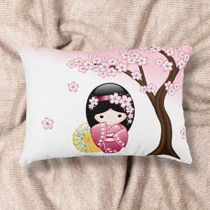 Coussins Décoratifs Poupée Kokeshi de printemps - Jolie fille geisha j
