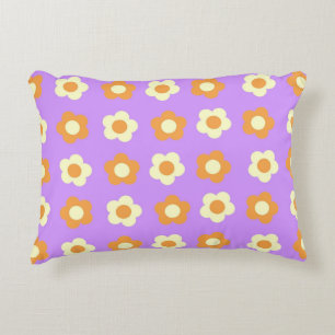 Coussins Décoratifs Préppy violet orange floral simple Motif à fleurs