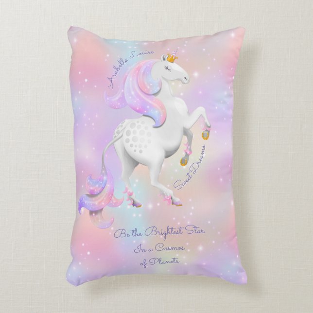 Coussins Décoratifs Princesse rose personnalisée Unicorn Nursery (Devant(Vertical))