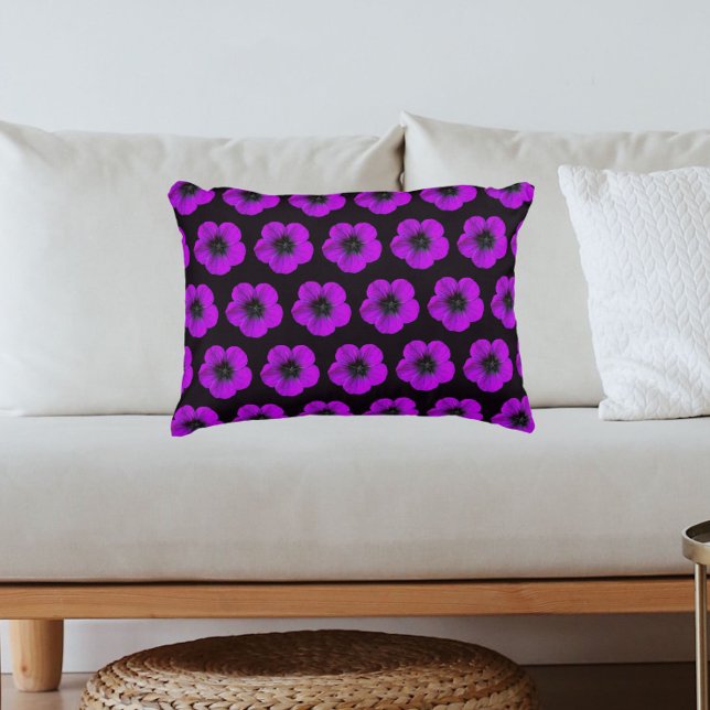 Coussins Décoratifs Purple Geranium Noir Motif Floral (In Situ Sofa)
