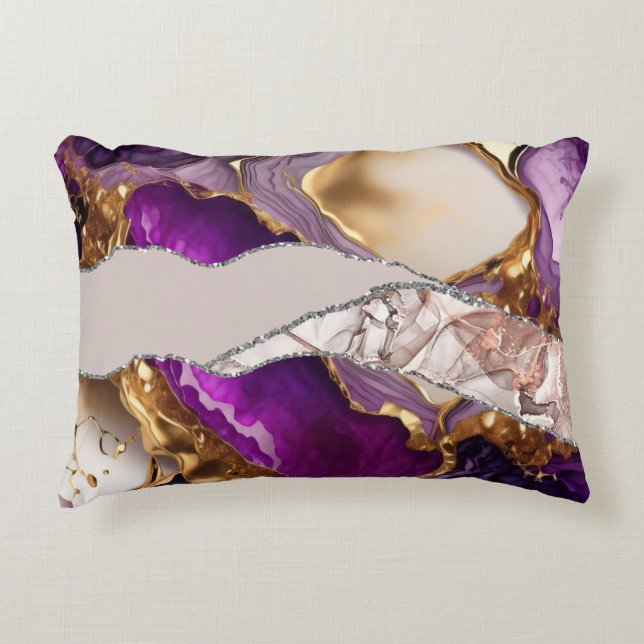 Coussins Décoratifs Purple Gold Luxury Design élégant Texture liquide (Devant)