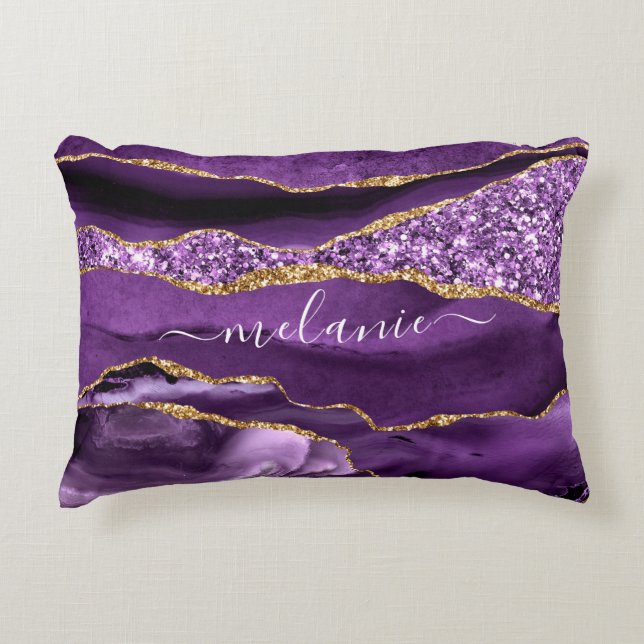 Coussins Décoratifs Purple Gold Parties scintillant personnalisée Votr (Devant)