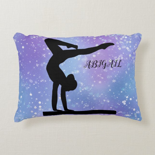 COUSSINS DÉCORATIFS PURPLE GYMNASTICS JETTE PILLOW PERSONNALISÉ. (Devant)