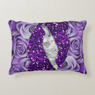 Coussins Décoratifs Purple Rose Silver Luxury Elégant Texture Liquide