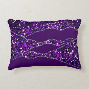 Coussins Décoratifs Purple Silver Luxury Elégant Texture Liquide