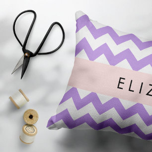 Coussins Décoratifs Purple Zigzag, Purple Chevron, Votre Nom