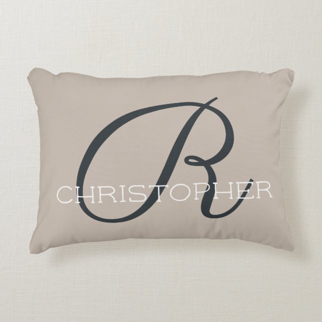 Coussins Décoratifs R Nom personnalisé initial Tan Taupe Neutre (Devant)