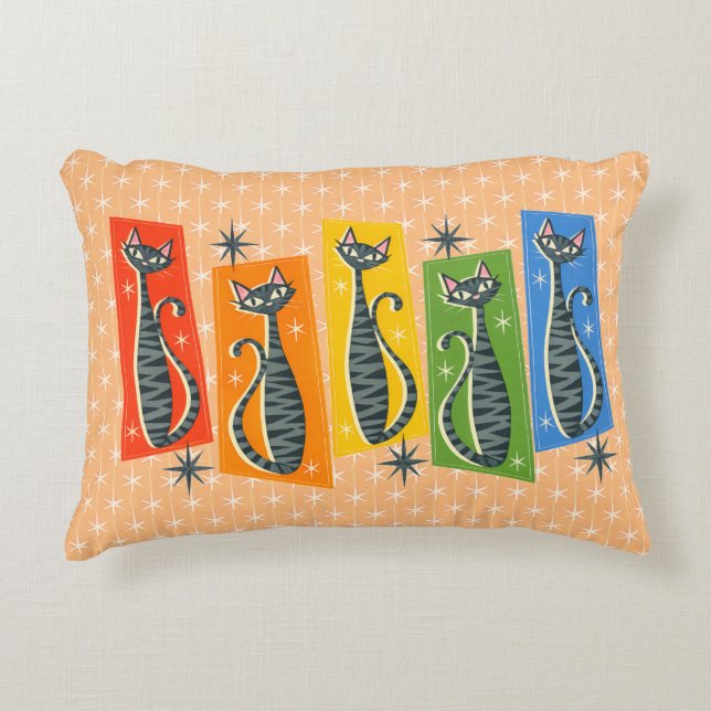 Coussins Décoratifs Rainbow Tabby Cat Atomic Retro LGBTQ+  (Devant)