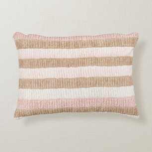 Coussins Décoratifs Rayures Crème Beige Rose
