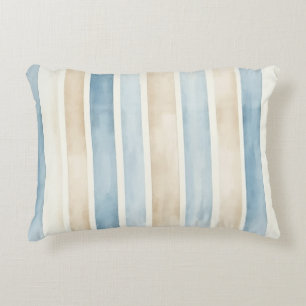 Coussins Décoratifs Rayures Crème Bleu de Plage