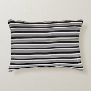 Coussins Décoratifs Rayures - Noir Blanc Gris Tons Sourds