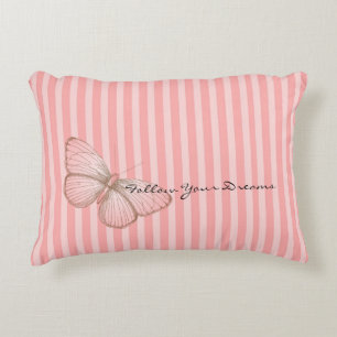Coussins Décoratifs Rayures roses avec papillon