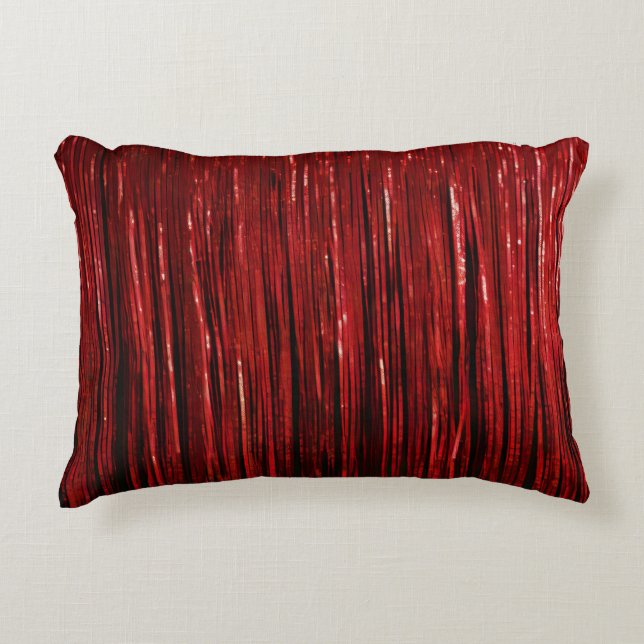 Coussins Décoratifs Red Glam Glitzy Tinsel Stripes (Devant)