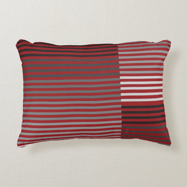 Coussins Décoratifs Red, Gray, Black, White Stripes (Devant)
