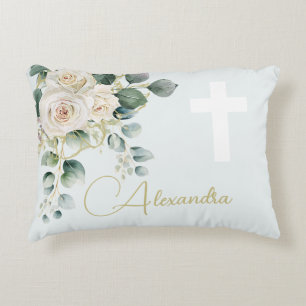 Coussins Décoratifs Religieux Élégant Rose Vert Simple Croix