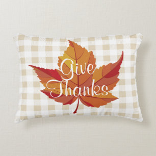 Coussins Décoratifs Remerciez Rustic Fall Leaf & Plaid