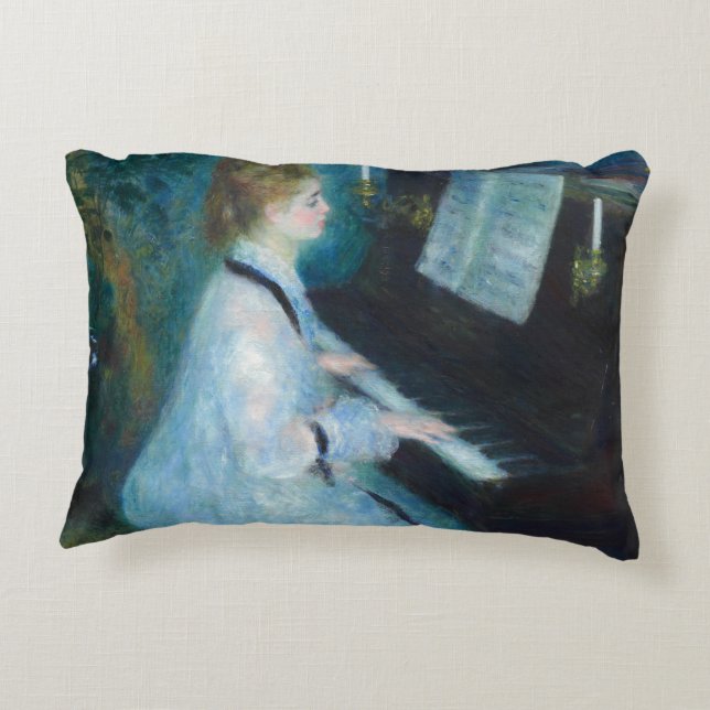 Coussins Décoratifs Renoir femme à l'impressionniste Vintage de piano (Dos)