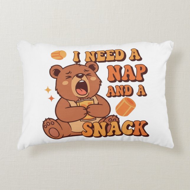 Coussins Décoratifs Retro Bear Nap and Snack Rectangular Pillow (Devant)