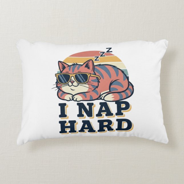 Coussins Décoratifs Retro Cat Nap Humor Rectangular Pillow (Devant)