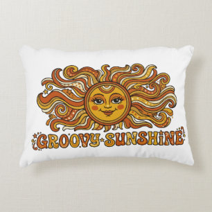 Coussins Décoratifs Rétro Groovy Sunshine Soleil Souriant des Années 7