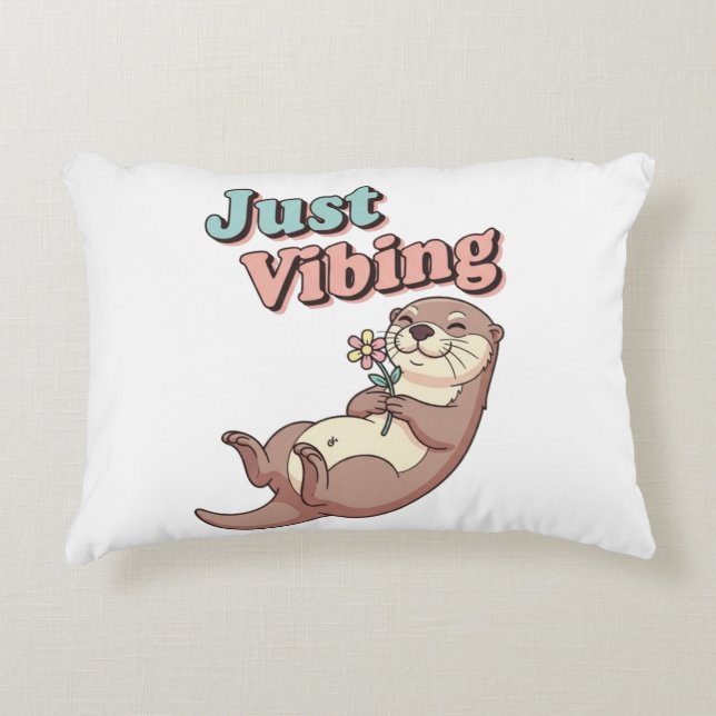 Coussins Décoratifs Retro Otter Just Vibing Rectangular Pillow (Devant)