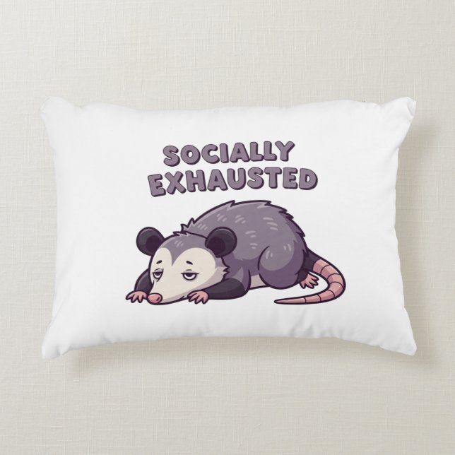 Coussins Décoratifs Retro Possum Socially Exhausted Rectangular Pillow (Devant)