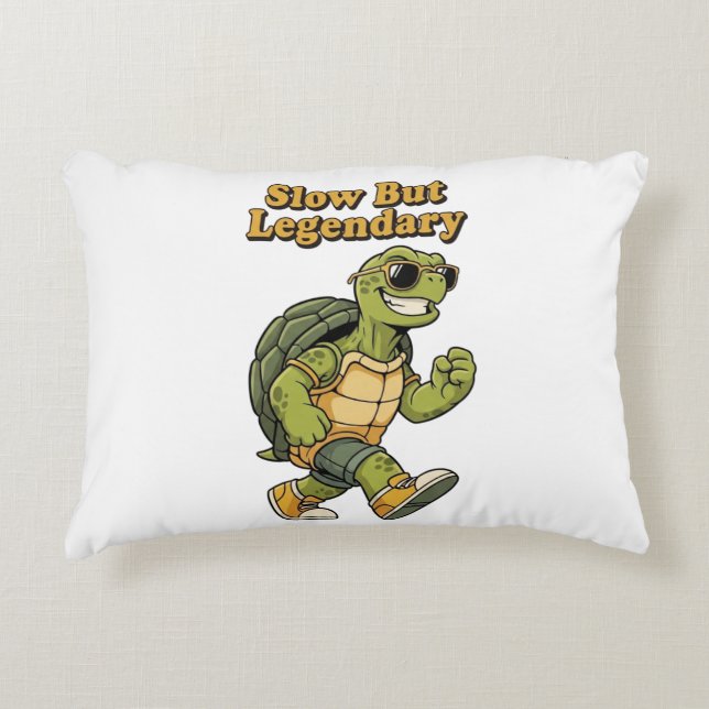 Coussins Décoratifs Retro Turtle Slow But Legendary Rectangular Pillow (Devant)