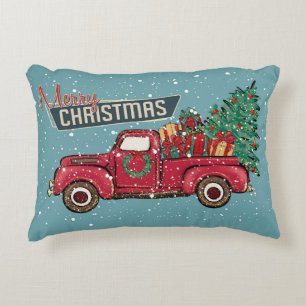 Coussins Décoratifs Retro Vintage Camion Joyeux Noël Bonne année