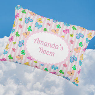 Coussins Décoratifs Rêves de Papillon Personnalisé Rayure Rose 