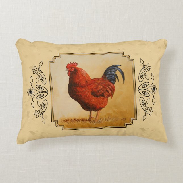 Coussins Décoratifs Rhode Island Red Rooster Yellow Arrière - plan (Devant)