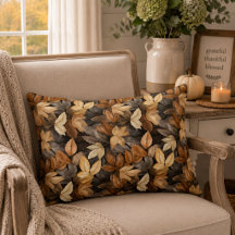 Riche Brun Beige Feuilles d'Automne Fermette Rusti