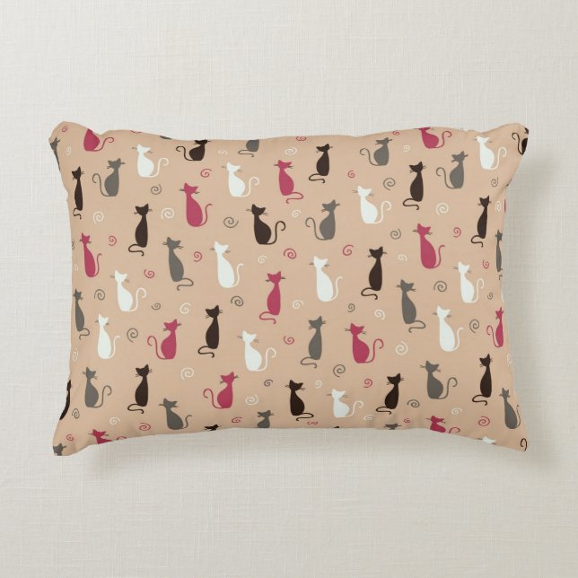 Coussins Décoratifs rose de motif de chats (Devant)